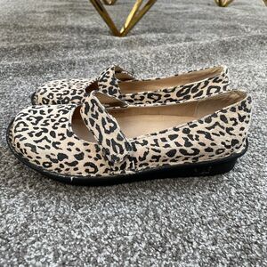 Alegria Feliz Classic Leopard Leather Suede Clogs Women's 38 7.5-8 Comfort Nurse